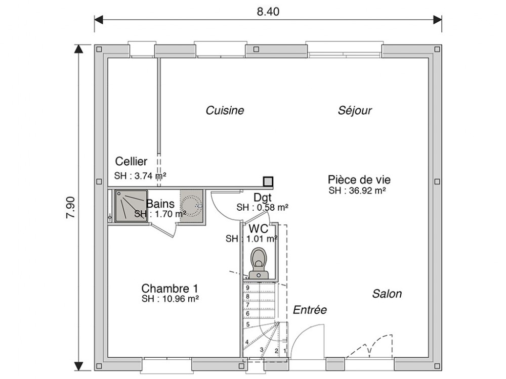plan de maison 70 metre carre