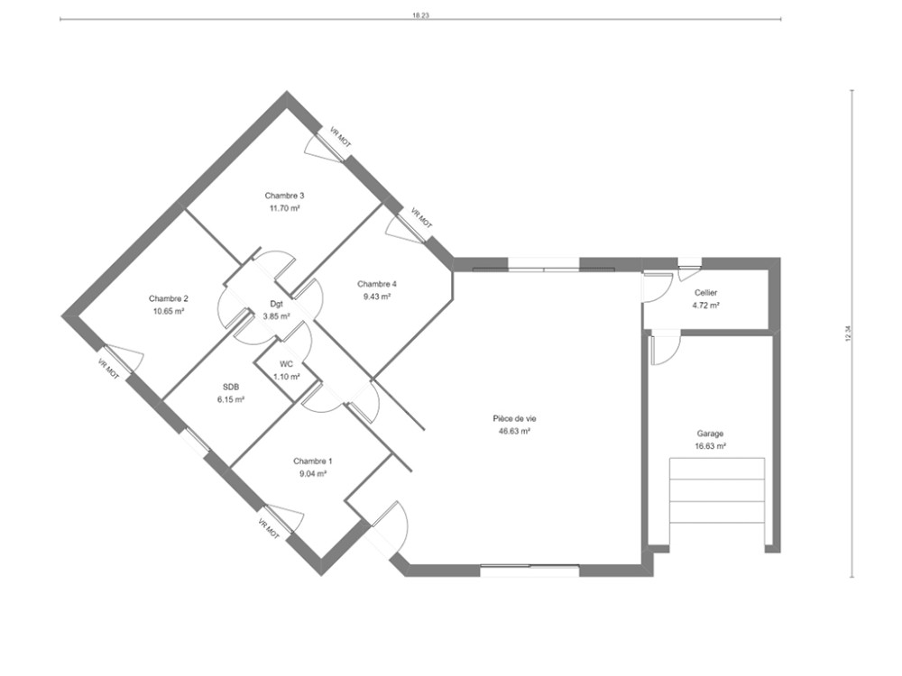 Plan De Maison Plain Pied 4 Chambres En V | Ventana Blog